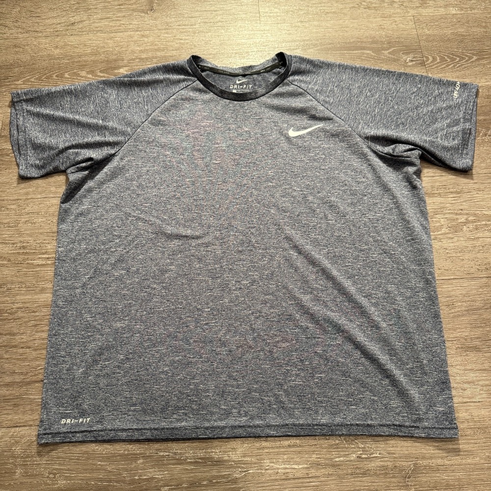 Nike Swim Shirt Men XL Blue Heather Polyester Beach UPF 40 Performance NESSA589